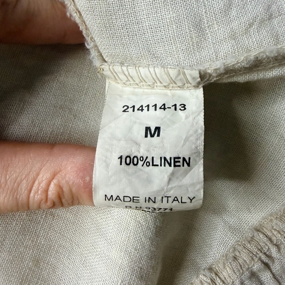 Camille & Co Cream Linen Peplum Tunic Top Medium Italy Boho Cottagecore - Picture 7 of 7